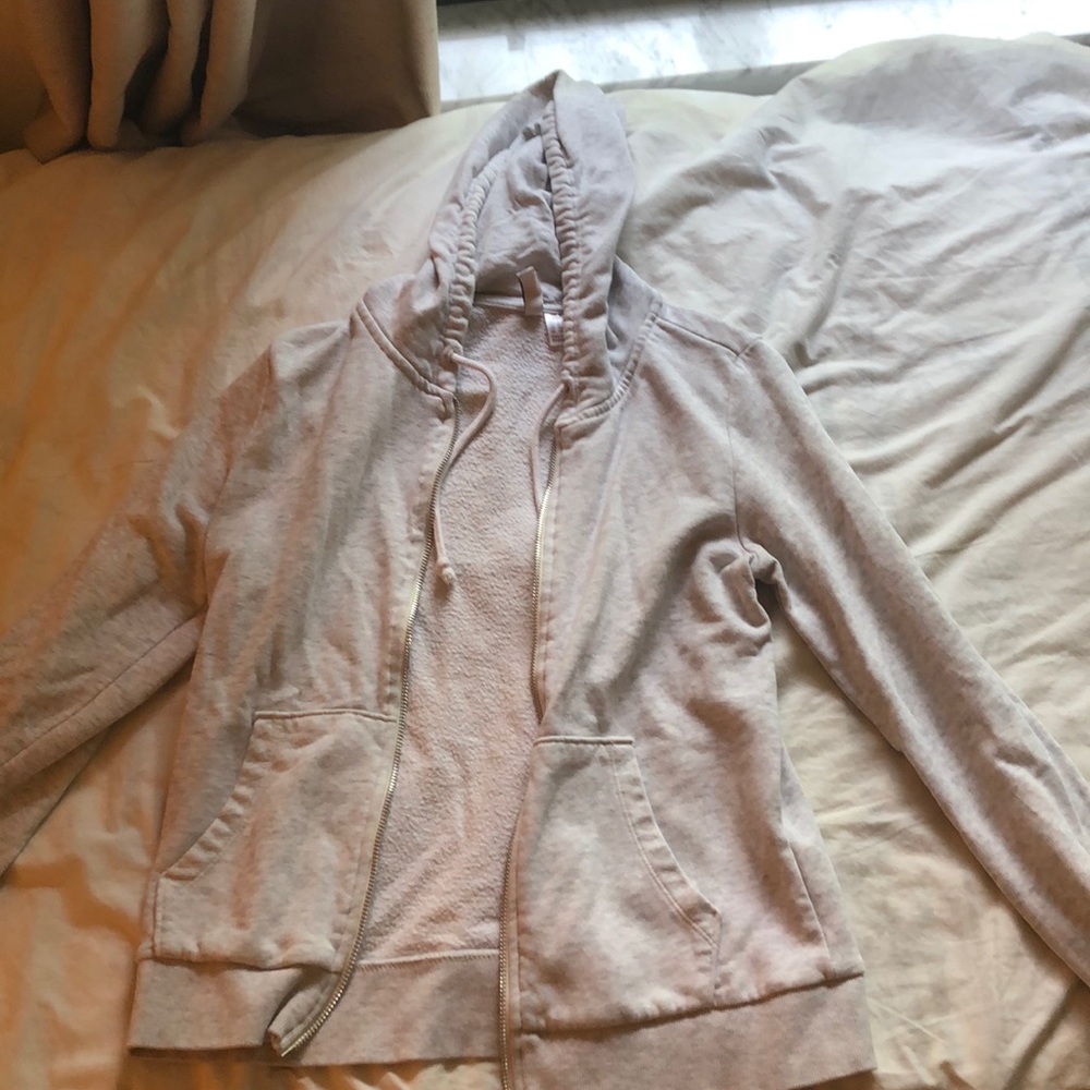 Heathered-gray zip-up hoodie